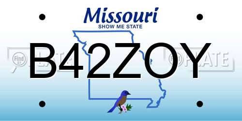 B42ZOY Missouri License Plate