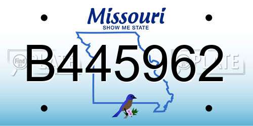 B445962 Missouri License Plate