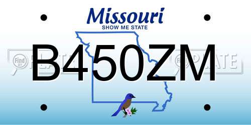 B450ZM Missouri License Plate