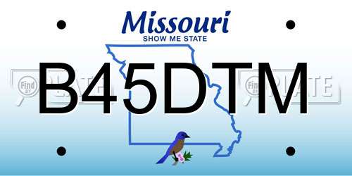 B45DTM Missouri License Plate