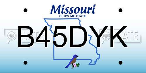 B45DYK Missouri License Plate
