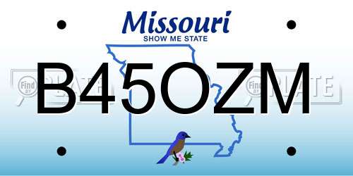 B45OZM Missouri License Plate