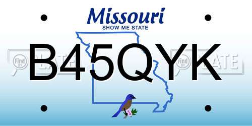 B45QYK Missouri License Plate