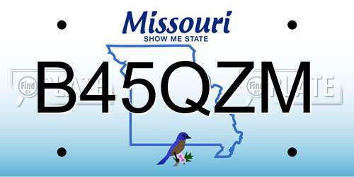 B45QZM Missouri License Plate