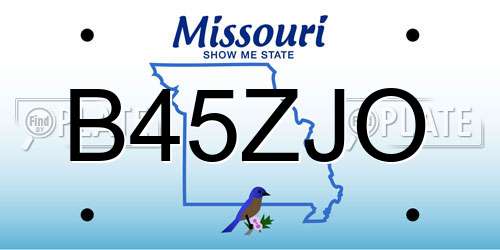 B45ZJO Missouri License Plate