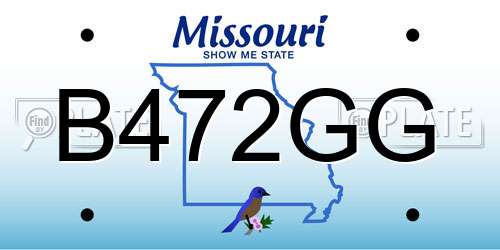B472GG Missouri License Plate