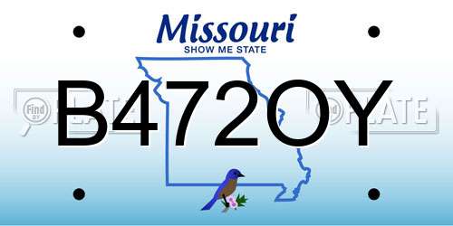 B472OY Missouri License Plate