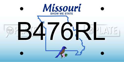 B476RL Missouri License Plate