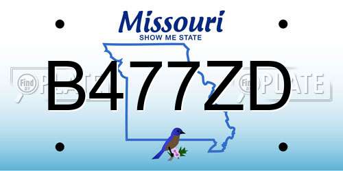 B477ZD Missouri License Plate