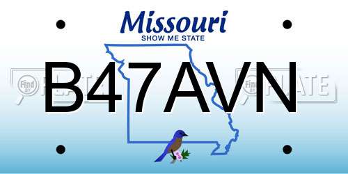 B47AVN Missouri License Plate