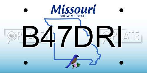 B47DRI Missouri License Plate