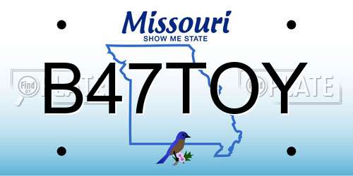 B47TOY Missouri License Plate