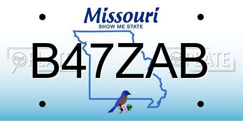 B47ZAB Missouri License Plate