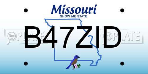 B47ZID Missouri License Plate