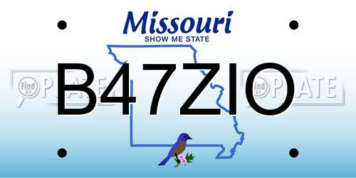 B47ZIO Missouri License Plate