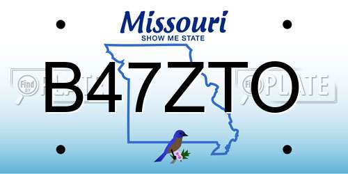 B47ZTO Missouri License Plate