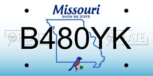 B480YK Missouri License Plate