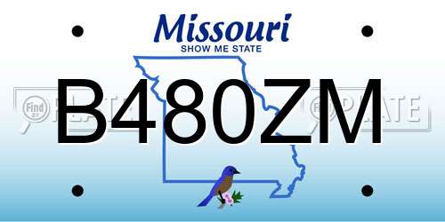 B480ZM Missouri License Plate