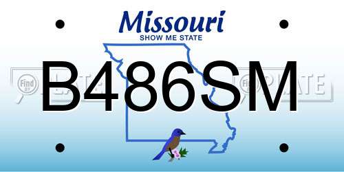 B486SM Missouri License Plate