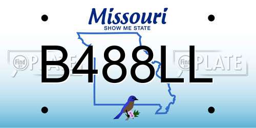 B488LL Missouri License Plate