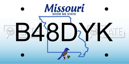 B48DYK Missouri License Plate