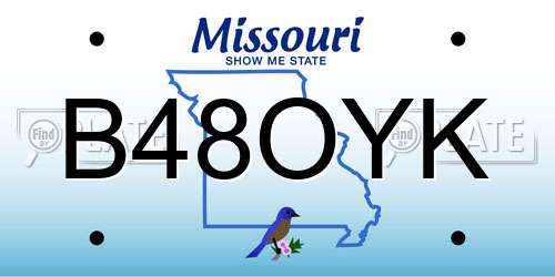 B48OYK Missouri License Plate