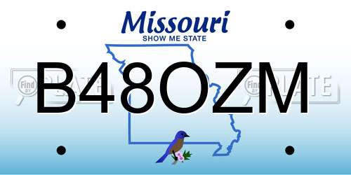 B48OZM Missouri License Plate
