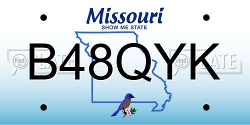 B48QYK Missouri License Plate