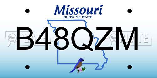 B48QZM Missouri License Plate