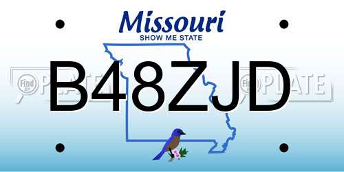 B48ZJD Missouri License Plate