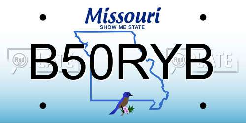 B50RYB Missouri License Plate