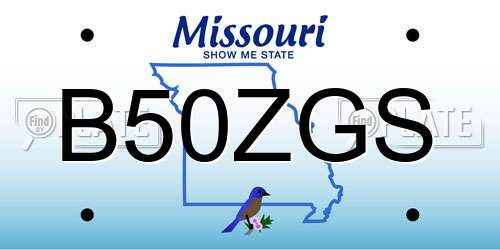 B50ZGS Missouri License Plate