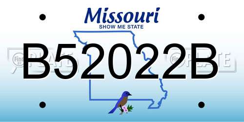 B52022B Missouri License Plate