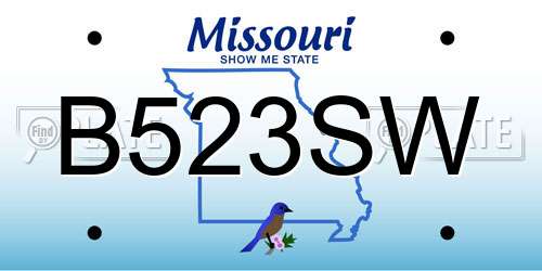 B523SW Missouri License Plate