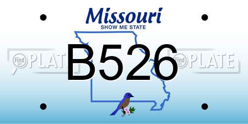 B526 Missouri License Plate