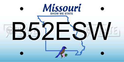 B52ESW Missouri License Plate