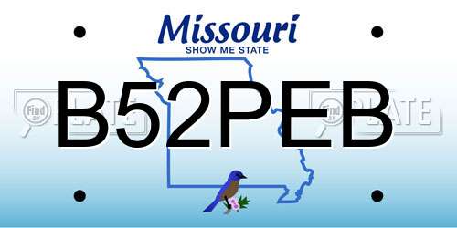 B52PEB Missouri License Plate