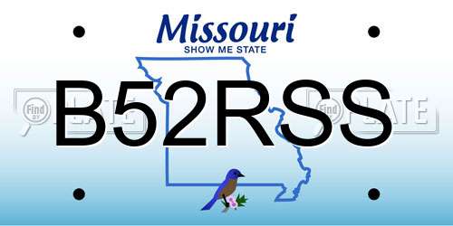 B52RSS Missouri License Plate