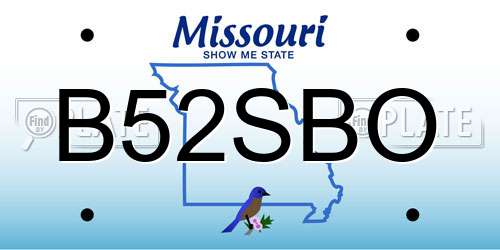 B52SBO Missouri License Plate