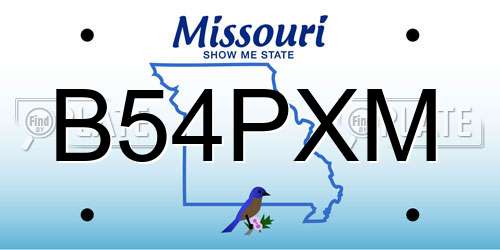 B54PXM Missouri License Plate