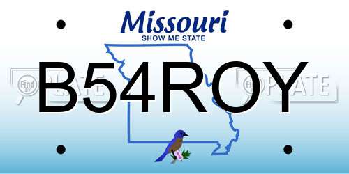 B54ROY Missouri License Plate