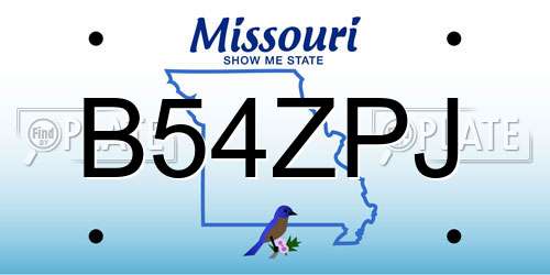 B54ZPJ Missouri License Plate