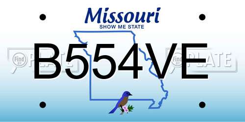 B554VE Missouri License Plate