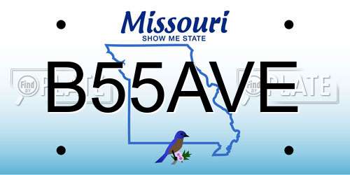 B55AVE Missouri License Plate