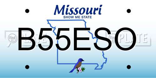 B55ESO Missouri License Plate