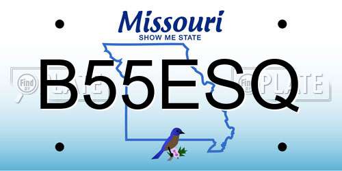 B55ESQ Missouri License Plate