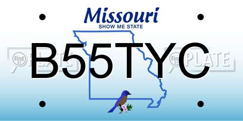 B55TYC Missouri License Plate