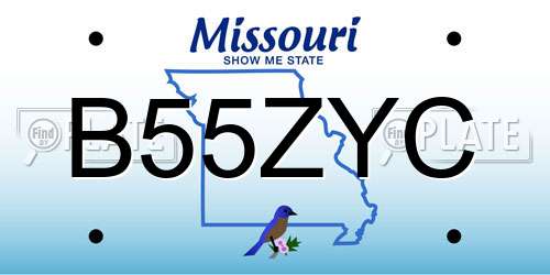 B55ZYC Missouri License Plate