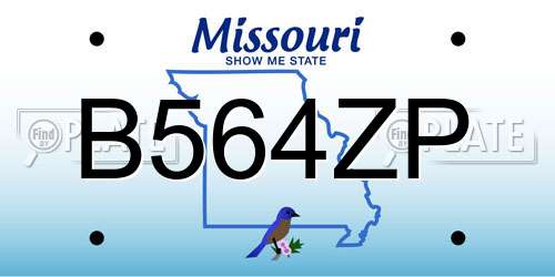 B564ZP Missouri License Plate