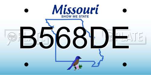 B568DE Missouri License Plate